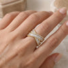 Criss Cross Gold Fashion Ring - High Quality Crystal Statement Ring for Women