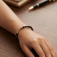 Minimalist Black Bamboo Bracelet - Anti Tarnish Gold Plated Accessory