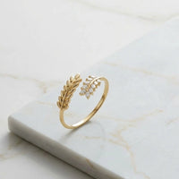 Crystal Leaf Adjustable Fashion Ring