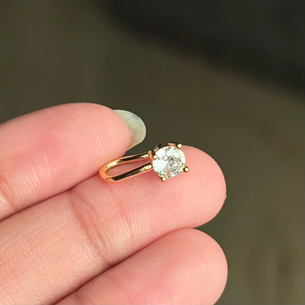 Solitaire American Diamond Nose Pin | Anti-Tarnish Gold Plated