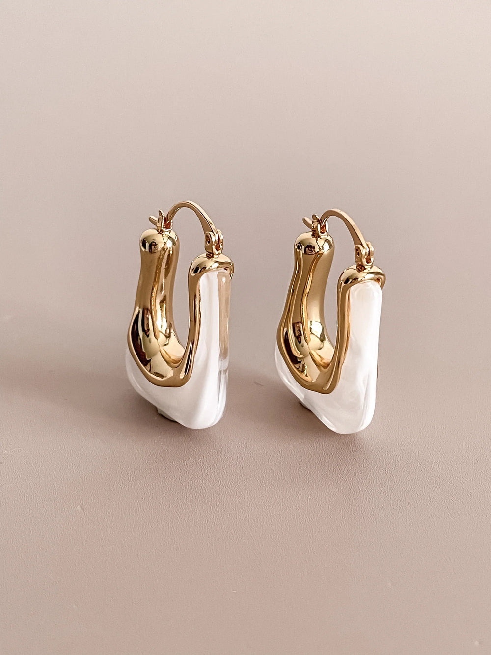Geometric U-Shape Resin Hoop Earrings | High Quality Fashion Jewelry