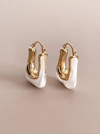 Geometric U-Shape Resin Hoop Earrings | High Quality Fashion Jewelry