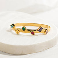 Multicolor Geometric Stone Gold-Plated Bracelet | Anti-Tarnish