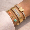 Summer Glow 3-Piece Gold-Plated Bracelet Stack | Shell & Crystal Charms