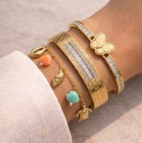 Summer Glow 3-Piece Gold-Plated Bracelet Stack | Shell & Crystal Charms