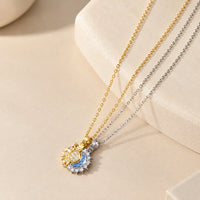 Sun and Moon Interlocking Pendant Necklace - Anti Tarnish Gold Plated