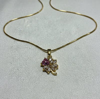 Pink Heart Clover Pendant Necklace | Anti-Tarnish Gold Plated Jewelry