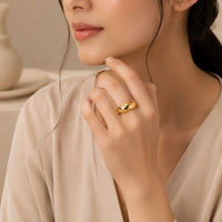 Chunky Dome Scattered Crystal Ring | Anti Tarnish Gold Plated Adjustable Ring