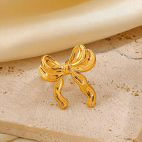 Anti-Tarnish Gold Plated Bow Ring | Chunky Ribbon Aesthetic Jewelry