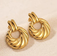 Chunky Croissant Dome Hoop Earrings - Anti-Tarnish Gold Plated Statement Jewelry