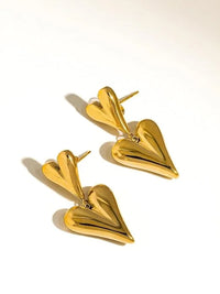 Double Heart Drop Earrings – Gold Plated Stainless Steel (Anti-Tarnish)