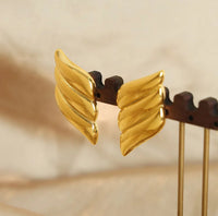 Anti-Tarnish Gold Plated Wing Earrings | Elegant Wave Design