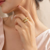 Anti-Tarnish Gold Plated Crystal Wrap Ring - Statement Bypass Design