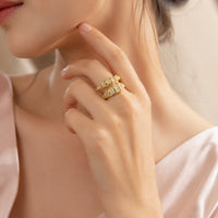 Anti-Tarnish Gold Plated Crystal Wrap Ring - Statement Bypass Design