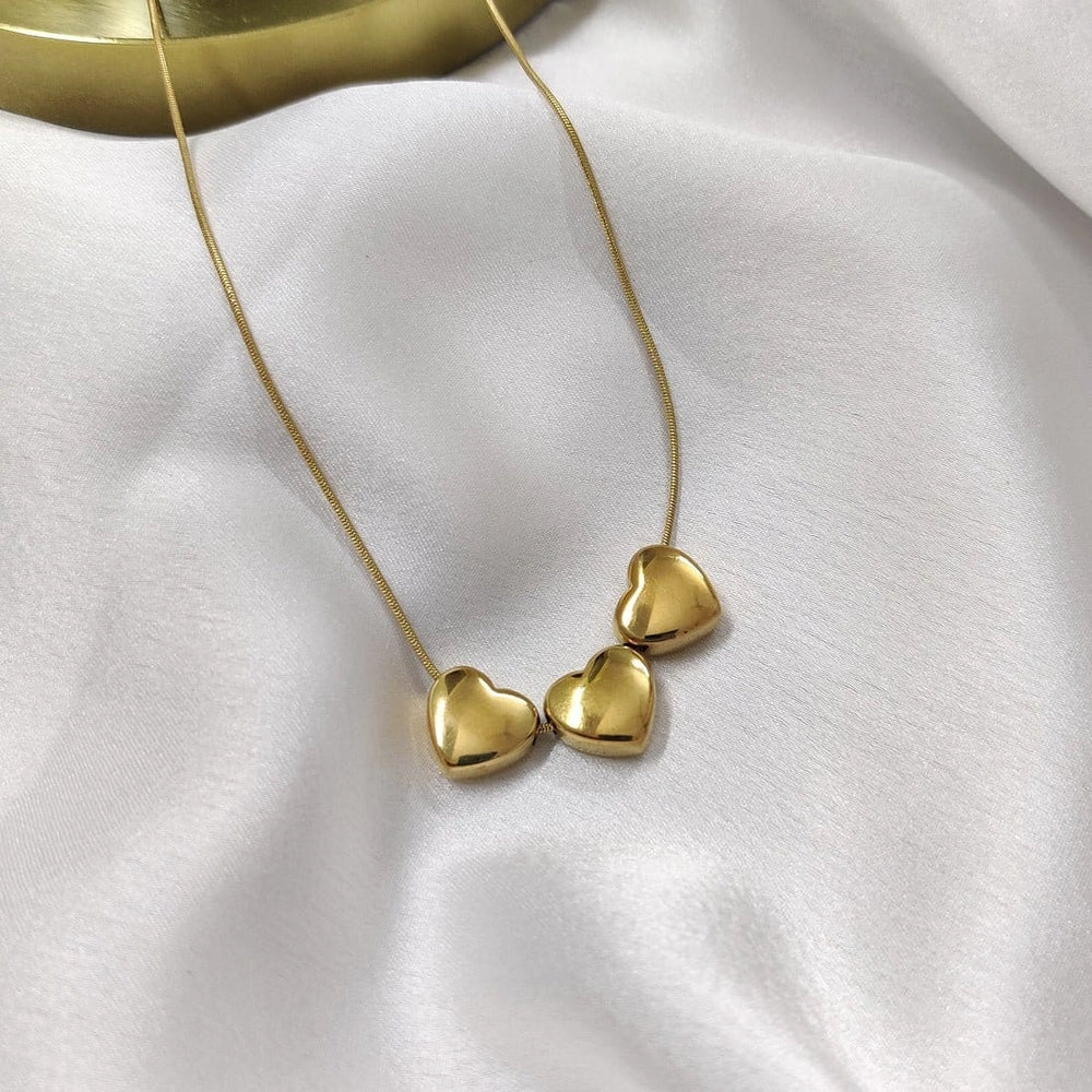 Triple Heart Anti-Tarnish Gold Plated Necklace for Women