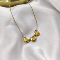 Triple Heart Anti-Tarnish Gold Plated Necklace for Women