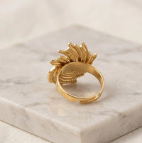 Woven Textured Anti-Tarnish Gold Plated Statement Ring
