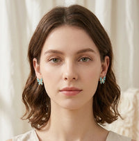 Teal Enamel Butterfly Stud Earrings | High-Quality Fashion Jewelry