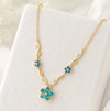 Blue Floral Anti Tarnish Gold Plated Necklace-Tulip