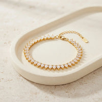 Teardrop Crystal Tennis Bracelet - Anti-Tarnish Gold Plated