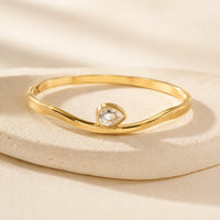 Teardrop Crystal Wavy Bangle | Anti-Tarnish Gold-Plated Minimalist Bracelet