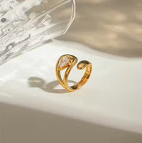 Pear Cut Swirl Adjustable Ring - Anti Tarnish Fashion Jewelry