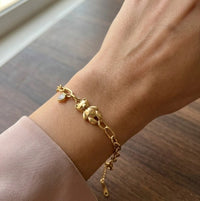 Teddy Bear & Heart Charm Bracelet | Anti-Tarnish Gold-Plated