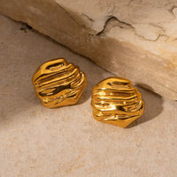 Textured Chunky Gold Plated Stud Earrings - Anti Tarnish