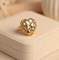 Woven Heart Statement Ring - Anti-Tarnish Gold Plated