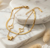 Korean Style Double Layer Butterfly Bracelet | Anti-Tarnish Gold Plated