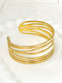 Anti-Tarnish Gold Plated Multi-Layer Cuff Bracelet | Stacked Wire Design