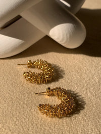 Coiled Wire Textured Hoop Earrings | Anti-Tarnish Gold Plated