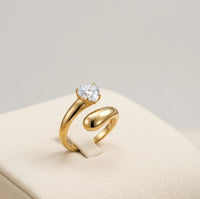 Heart Solitaire Wrap Ring - Anti-Tarnish Gold Plated | Moncheri