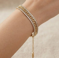 Layered Rhinestone Crystal Bracelet | Anti-Tarnish Gold-Plated