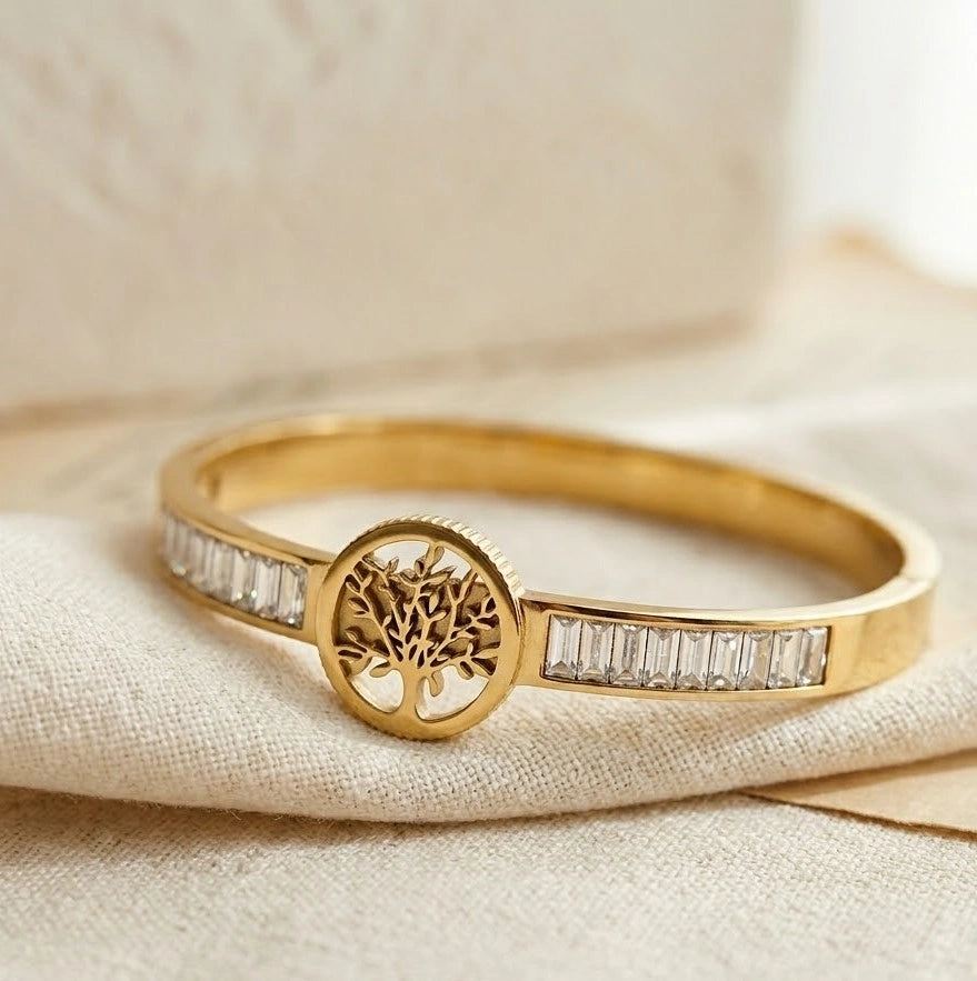Tree of Life Baguette Crystal Bracelet | Anti-Tarnish Fashion Jewelry