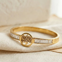 Tree of Life Baguette Crystal Bracelet | Anti-Tarnish Fashion Jewelry
