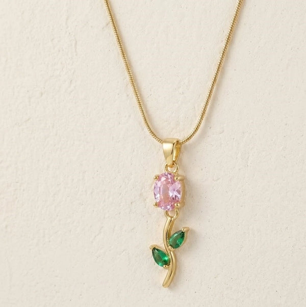 Trending minimalist jewelry floral design anti-tarnish necklace