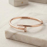 Rose Gold Nail Bracelet | Minimalist Anti Tarnish Statement Jewelry