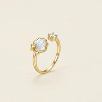 Seashell & Solitaire Crystal Adjustable Ring | High Quality Fashion Jewelry