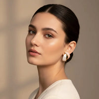 Dual-Tone Abstract Twisted Earrings | Pink & White Enamel Statement Jewelry | Korean Style Fashion Accessories