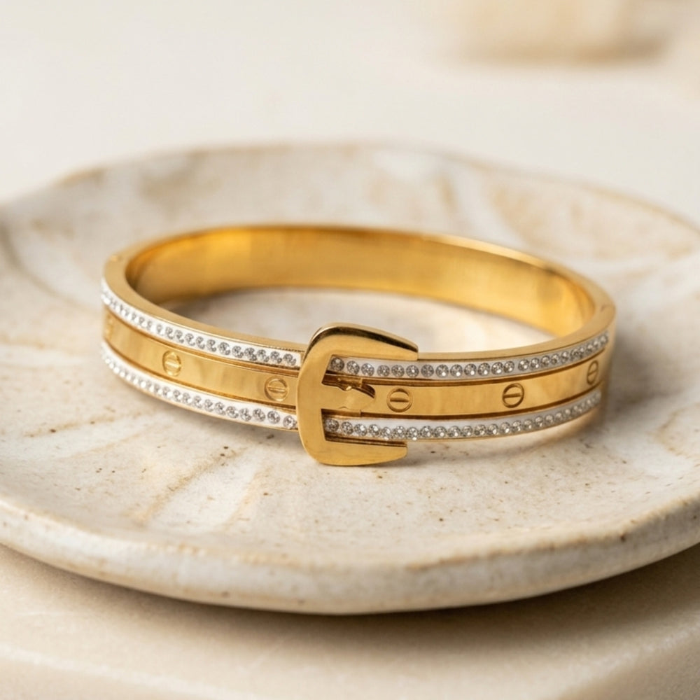 Gold Plated Luxury Aesthetic Bracelet Stack - 3 Piece Combo