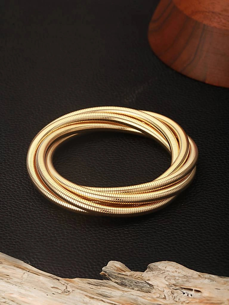 Multi-Layer Gold Snake Chain Coiled Bracelet | Statement Spiral Bangle
