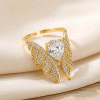 Angel Wing Teardrop Crystal Ring - High Quality Adjustable Gold Fashion Jewelry
