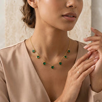 Emerald Green Heart Necklace - Anti-Tarnish Gold Plated