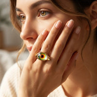 Vintage Glass Evil Eye Statement Ring - High Quality Fashion Jewelry