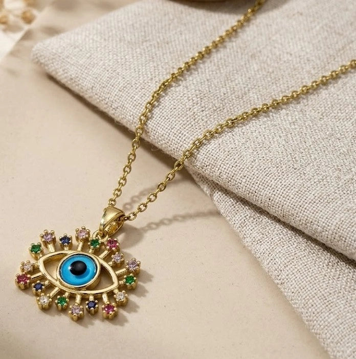 Multicolor Evil Eye Necklace | Anti-Tarnish Fashion Pendant