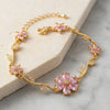 Pink Floral Cherry Blossom Anti-Tarnish Gold Plated Bracelet