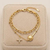Butterfly Charm Beaded Bracelet - Anti-Tarnish Gold Plated