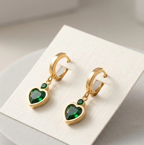 Trendy Green Heart Huggie Earrings Styled Look