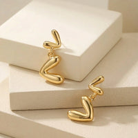 Abstract Heart Drop Gold Earrings | Modern Geometric Fashion Jewelry